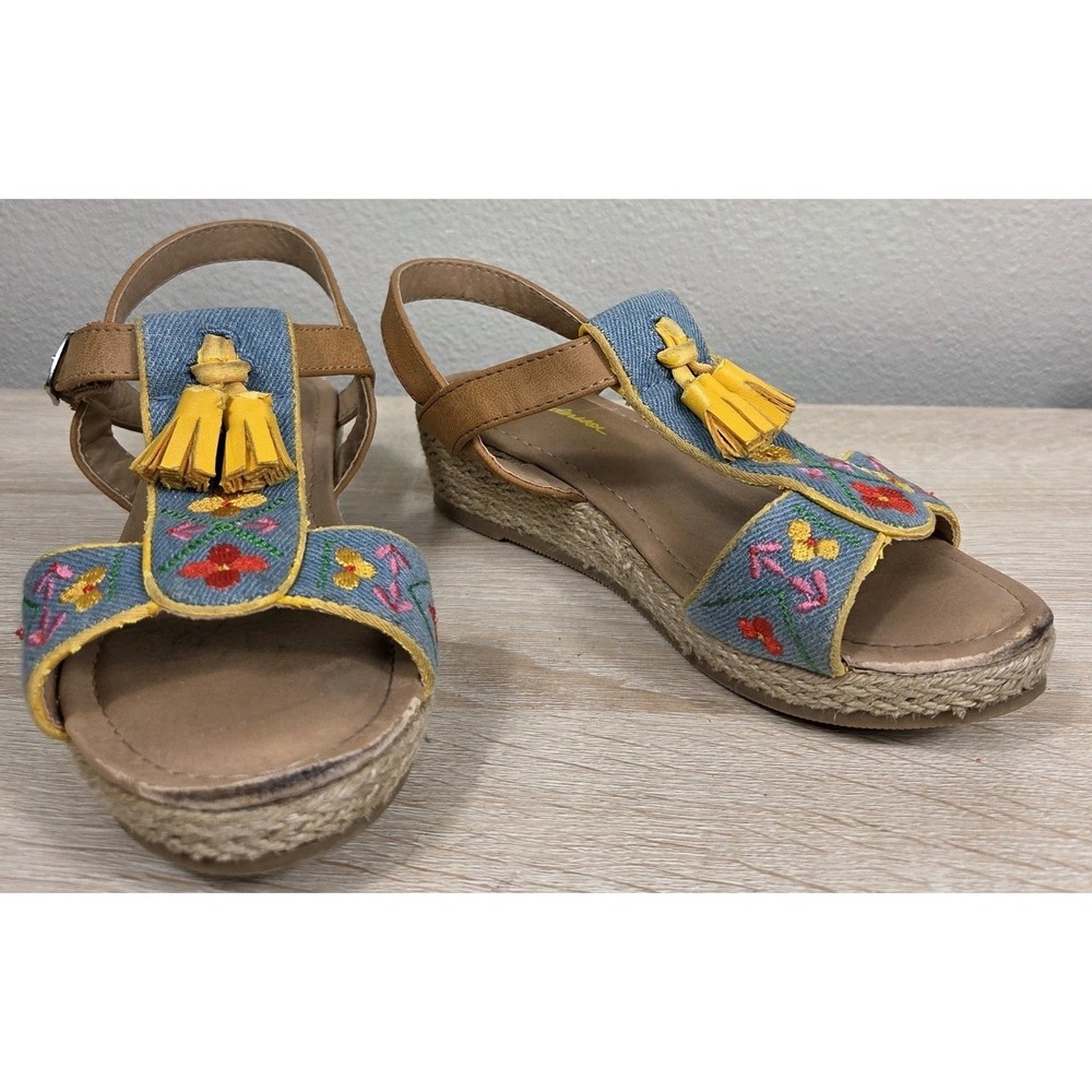 Hanna Andersson Anka Embroidered Tassel Espadrille Sandals Girls Size 1